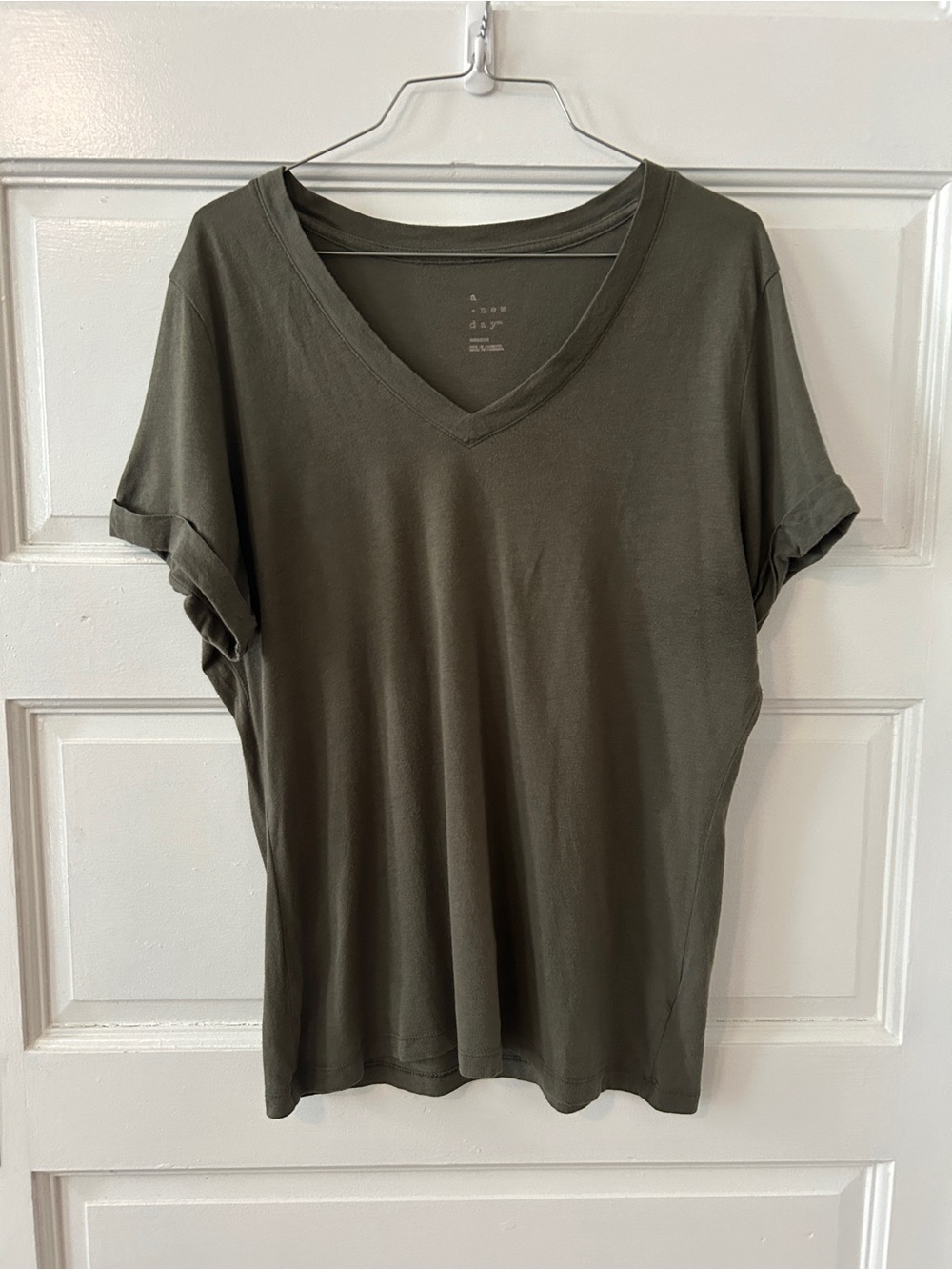 a new day Olive Green V-Neck Short Sleeve Tee